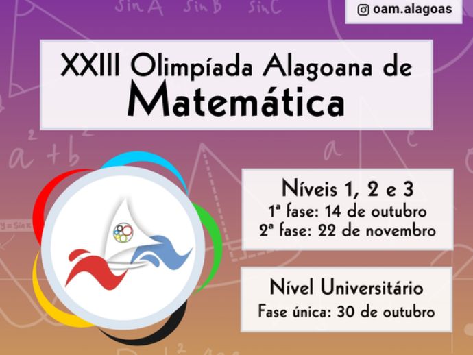 Olimp&iacute;ada Alagoana de Matem&aacute;tica abre inscri&ccedil;&otilde;es para a 23&ordf; edi&ccedil;&atilde;o